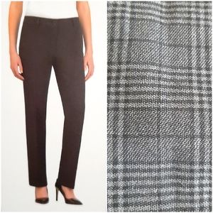 🍒 New - HILARY RADLEY Comfort 4-Way Stretch Straight Leg Pants Grey Plaid Sz 16